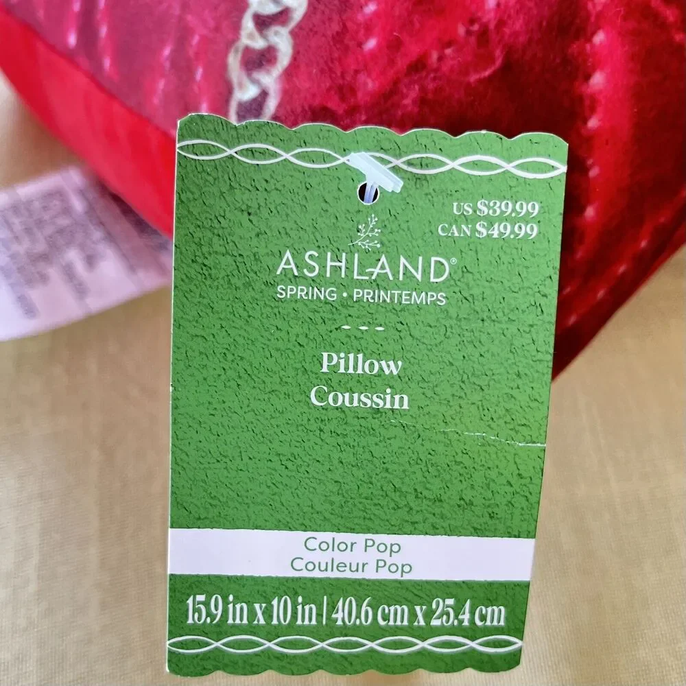 Pair of ASHLAND Spring•Printemps Decorative Throw Pillow Color Pop Red 15.9”x10”